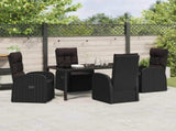 Garden Dining Set with Cushion 5 pcs Black Poly Rattan 3379523