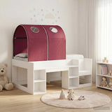 Bed with Tunnel with Shelf 3 pcs White and Red Engineered Wood 3423501