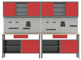 Work Bench Set with Lock 8 pcs Red and Grey Powder-Coated Steel 3321497