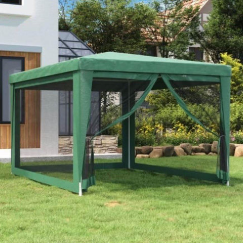 ZNTS Party Tent with 4 Mesh Sidewalls Green 3x4 m HDPE 319233