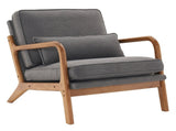 Oak Armrest Oak Upholstered Single Lounge Chair Indoor Lounge Chair Dark Grey 81136898