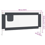 Toddler Safety Bed Rail Dark Grey 180x25 cm Fabric 10231