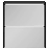 Shoe Cabinet with Mirror 2-Layer Black 63x17x67 cm 342629