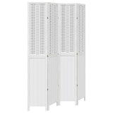 Room Divider 4 Panels White Solid Wood Paulownia 358724
