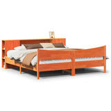 Bed Frame without Mattress Wax Brown 200x200 cm Solid Wood Pine 3323289