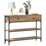ZNTS Console Table Artisan Oak 100x25x75 cm Engineered Wood & Steel 863512