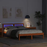 Bed Frame with Headboard Wax Brown 140 x 190 cm Solid Pine Wood 872826