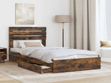 Storage Bed with Drawer Smoked Oak 100 x 200 cm Engineered Wood 3411592