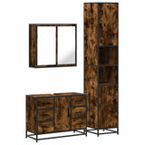 3 Piece Bathroom Furniture Set Smoked Oak Engineered Wood 3301082