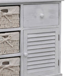 ZNTS Wooden Cabinet 3 Left Weaving Baskets White 240794