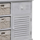 ZNTS Wooden Cabinet 3 Left Weaving Baskets White 240794