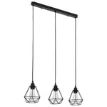 Ceiling Lamp with Diamond Design Black 3 x E27 Bulbs 281633