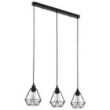 Ceiling Lamp with Diamond Design Black 3 x E27 Bulbs 281633