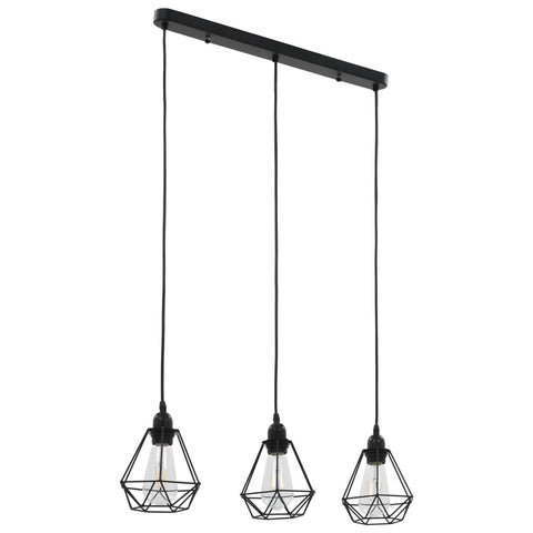 Ceiling Lamp with Diamond Design Black 3 x E27 Bulbs 281633
