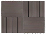 Decking Tile 11 pcs Dark Brown 30 x 30 cm WPC 42046670