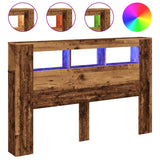 LED Headboard Old Wood 160x18,5x103,5 cm Engineered Wood 857688