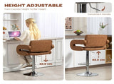 PU Leather Upholstered Swivel Bar Stool, Height Adjustable with Back, Armrest, Footrest, Brown T3398P552561