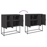 Highboard Black Steel Medium Highboard Rectangular Industrial 846536