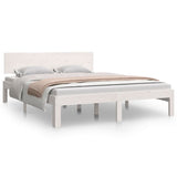 Bed Frame without Mattress White Solid Wood Pine 140x190cm 810476