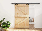 Sliding Door Natural and Black 95 x 210 cm Solid Pine Wood 3445060