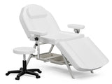 Salon Tattoo Bed with Rotatable Armrests, Adjustable 3-Section Beauty Table with Storage Shelves, 21154689