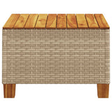 Garden Table Beige 55x55x36 cm Poly Rattan Acacia Wood 365910