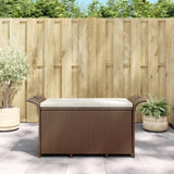 Garden Bench with Cushion Brown 116x46x57 cm Poly Rattan 363419