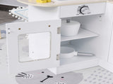 Kids Play Kitchen Wooden Toy Kitchen Cooking Set for Children with Drinking Fountain, Microwave, and T3398P348110