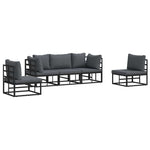 Garden Sofa Set with Cushion Black Aluminium 3378846