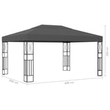 ZNTS Gazebo with LED String Lights 3x4 m Anthracite Fabric 3070329