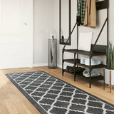 Rug Washable Black and White 80x300 cm 136604