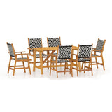 Garden Dining Set Brown Solid Acacia Wood, Poly Rattan 7 Piece 3087125
