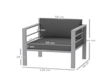 Garden Sofa, All-Weather Garden Single Sofa with Removable Cushions, Metal Frame Outdoor Furniture T3398P317553