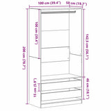 Wardrobe with Shelf Black Oak 100 x 50 x 200 cm Engineered Wood 3329299