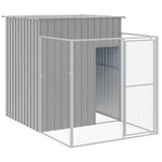 Dog House with Run Light Grey 165x863x181 cm Galvanised Steel 3189106