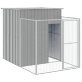 Dog House with Run Light Grey 165x863x181 cm Galvanised Steel 3189106