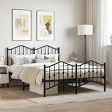 Metal Bed Frame without Mattress with Footboard Black 140x200cm 373808