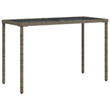 Garden Table with Glass Top Grey 115x54x74 cm Poly Rattan 365073