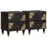 Bedside Cabinet 2 pcs Black 40 x 33 x 46 cm Solid Mango Wood 4018807