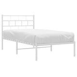 Metal Bed Frame without Mattress with Headboard White 75x190cm 355698