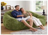 2 Seater Plush Bean Bag Sofa, Green Shiny Silver Speck Oversized Lazy Couch, High Density Sponge T5592P539593