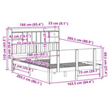 Bookcase Bed without Mattress White 160x200cm Solid Wood Pine 3322697