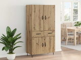 Highboard 2 pcs Artisan Oak Engineered Wood and Glass 3415972