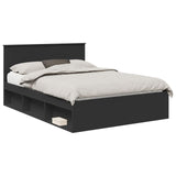 Bed Frame with Headboard Black 140 x 200 cm Solid Pine Wood 3410592