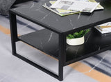 Coffee Table, Two-Tier Marble Centre Table with Metal Frame and Storage Shelf for Living Room, 106 x T3398P343257