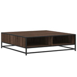 ZNTS Coffee Table Brown Oak 100x100x30 cm Engineered Wood and Metal 848778