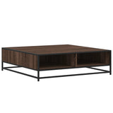 Coffee Table Brown Oak 100x100x30 cm Engineered Wood and Metal 848778