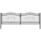 Fence Gate "KAMPEN" with Spear Top Black 394,5x125 cm Steel 151101