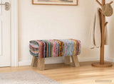 Bench 60 x 30 x 45 cm Real Leather Multicolour 42042110