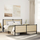 Metal Bed Frame without Mattress Sonoma Oak 140x190 cm 3301360